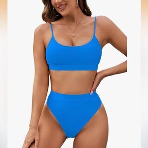 Women's Blue high waisted Bikini Set